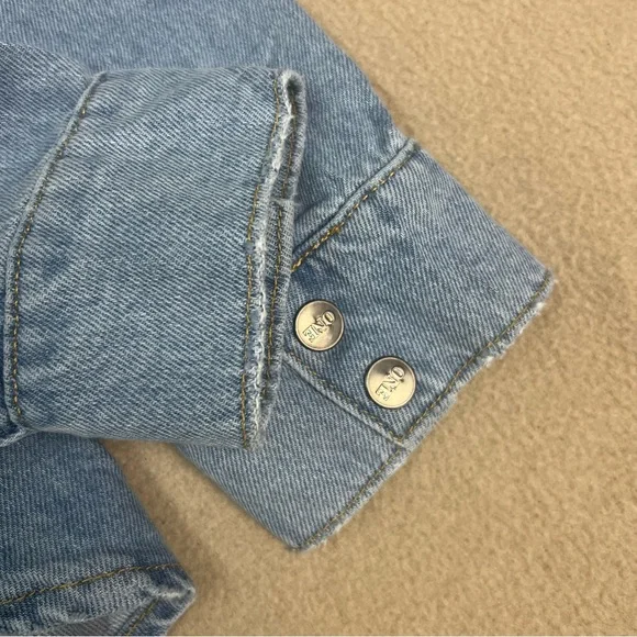 One Teaspoon Shirt womens XS blue denim jean snap front embellished Daria - Picture 11 of 11